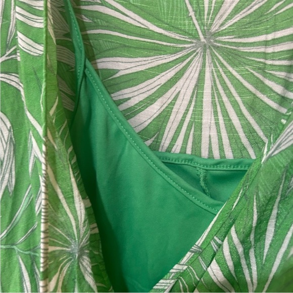NWT! Mlle Gabrielle Woman’s Green & White Tropical Leaf Print Midi Dress. Sz L - Picture 13 of 14